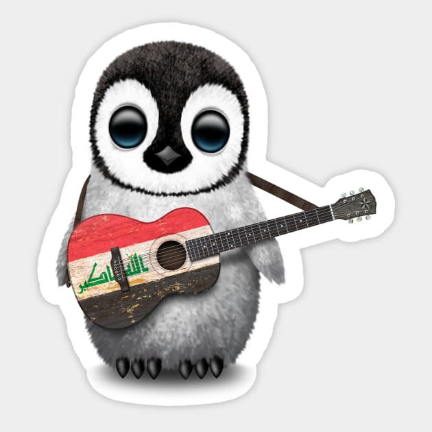 Baby Penguin Playing Iraqi Flag Guitar Sticker by jeffbartels